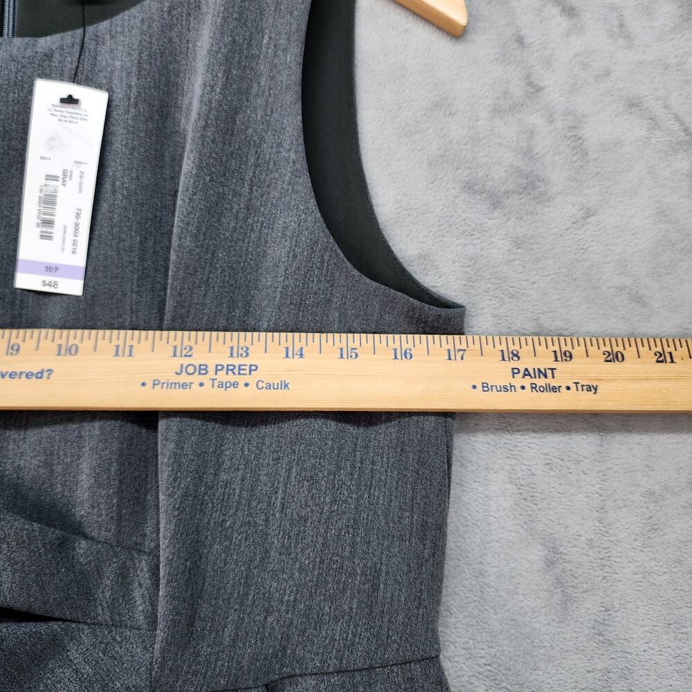 NWT Worthington Dress 10P Petite Gray Sleeveless Knee-Length Faux Wrap Career Ch - Picture 13 of 16